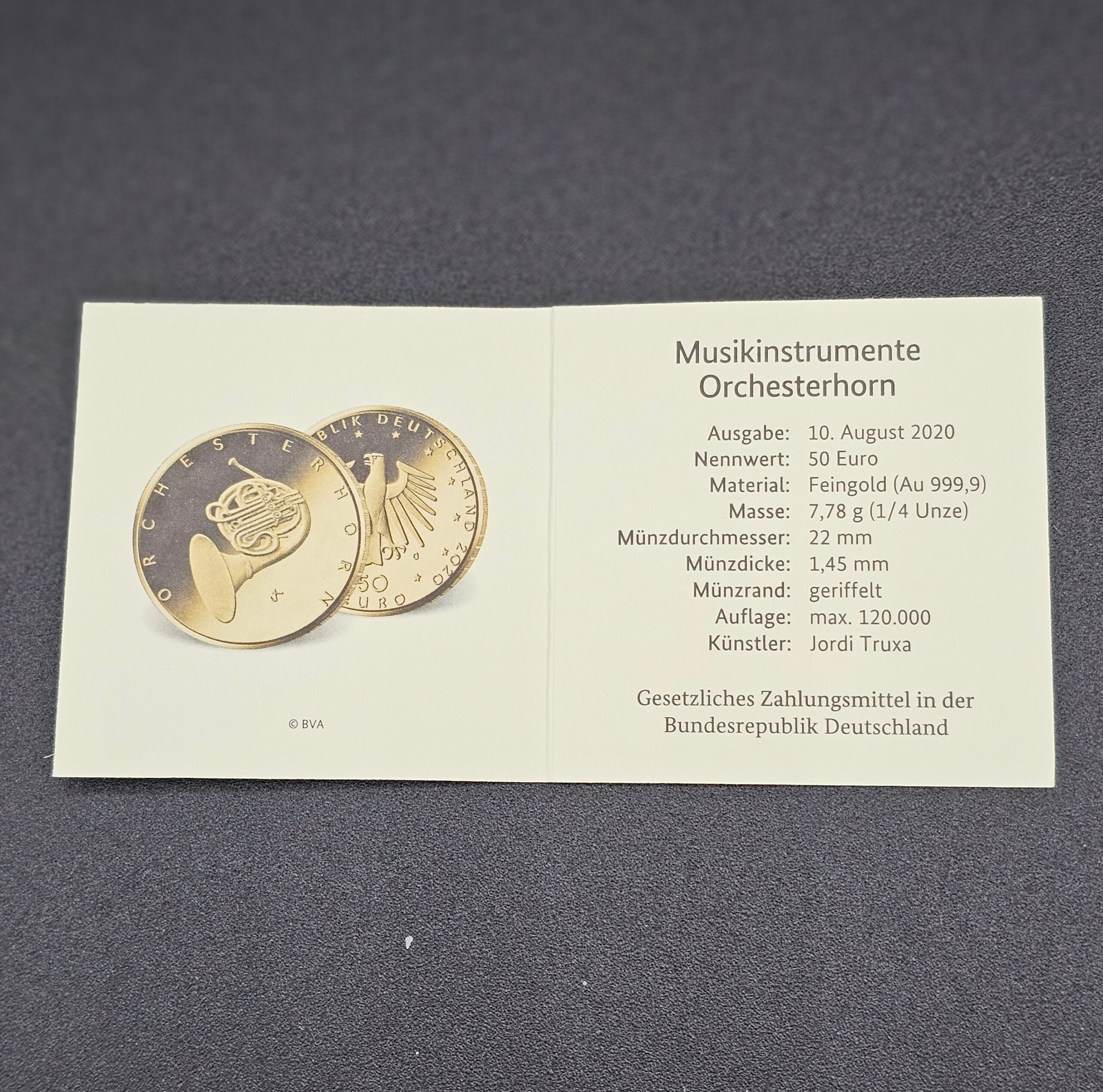 50 Euro Goldmünze Orchesterhorn 1/4 Unze Feingold – Bild 4